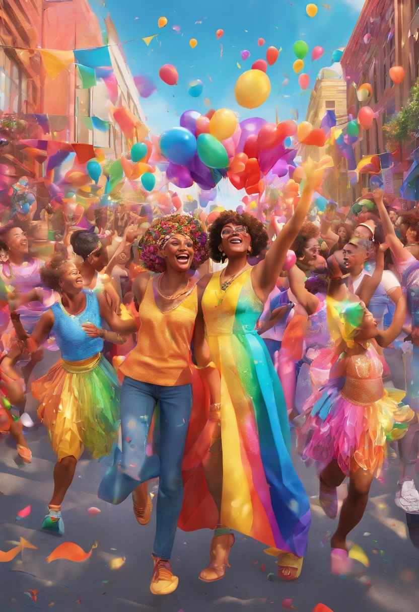 A girl with a rainbow flag, beautiful detailed eyes, confident smile, and vibrant personality stands in the midst of a bustling pride parade. She is surrounded by a diverse and passionate crowd that is celebrating love, inclusion, and equality. Colorful balloons, giant floats, and people in vibrant costumes fill the streets, creating a lively and festive atmosphere. The air is filled with joy and excitement as music blares from the speakers and confetti fills the air.
The artwork is created using a combination of illustration and photography. The medium used is a digital illustration with a touch of photo-realism, enhancing the details and bringing the scene to life. The colors are vivid and vibrant, with a wide range of hues to capture the diversity and energy of the parade. The lighting is bright and sunny, casting a warm glow on the scene and highlighting the joyful expressions on people's faces.
The image quality is top-notch, with a high resolution of 4K or 8K. Every detail is meticulously crafted, from the intricate patterns on the costumes to the reflections on the shiny floats. The artwork has a realistic and photorealistic style, making it feel like a snapshot from a real-life celebration.
The prompt emphasizes the celebration of pride, the diversity of the crowd, and the vibrant atmosphere. It captures the essence of Marsha P. Johnson's legacy and her contribution to the LGBTQ+ rights movement.