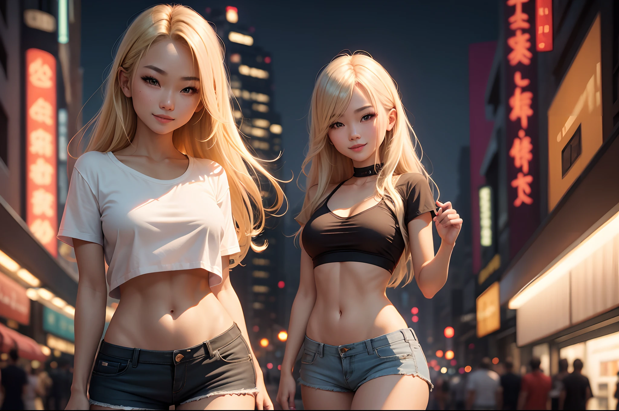 Asian blonde, linda corpo perfeito, quadris, lingerie, deitada, sorriso, cidade, grafite, night city, cyberpunk, shopping