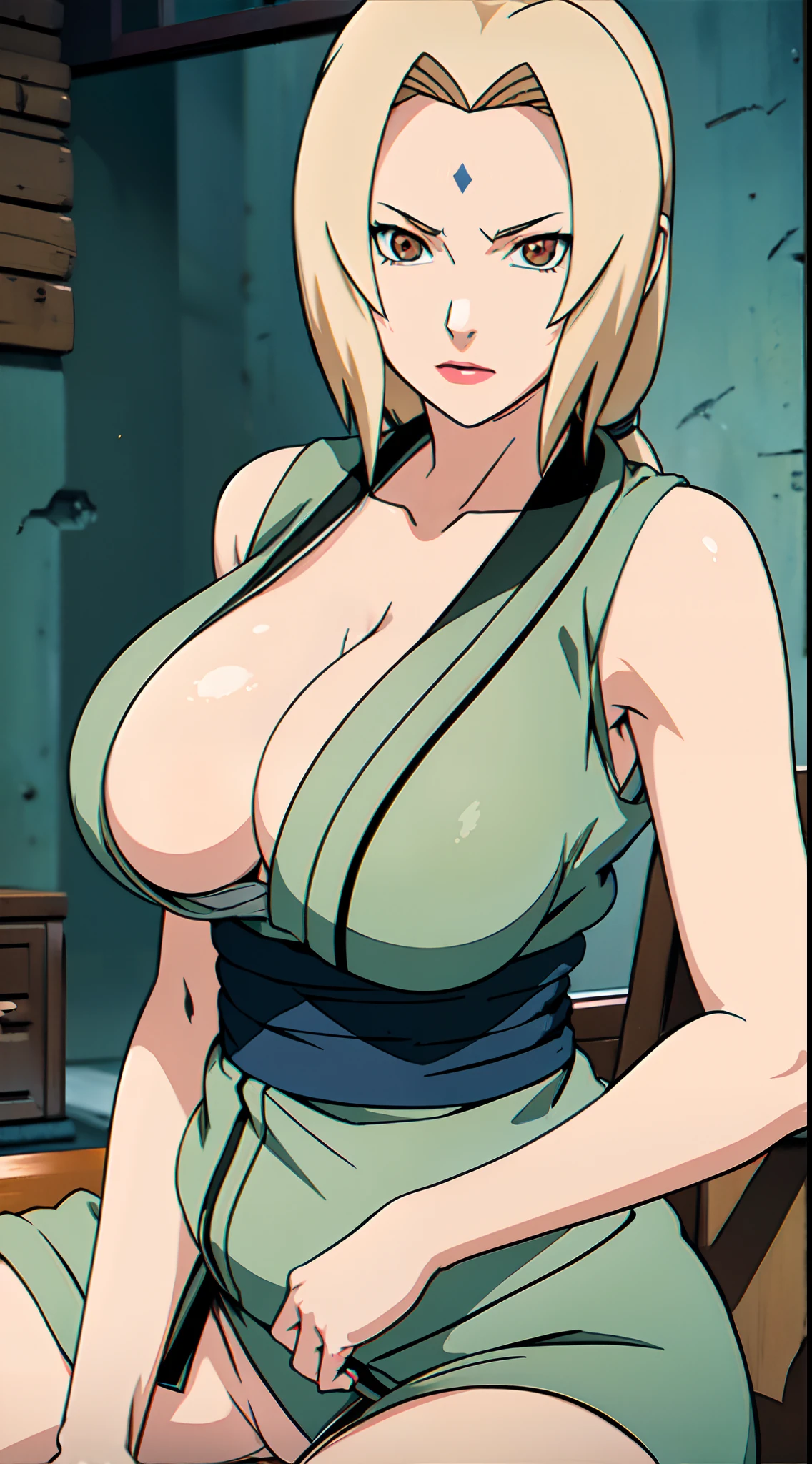 Meisterwerk,best quality,Atemberaubend realistisch, Sharpness,Tsunade Senju,liegt auf dem boden,komplett nackt,wet pussy,wet boobs,very huge breasts,nackt,NSFW,Nacktheit,Sex,Show breasts,half body,many cum on the face,many cum on the body