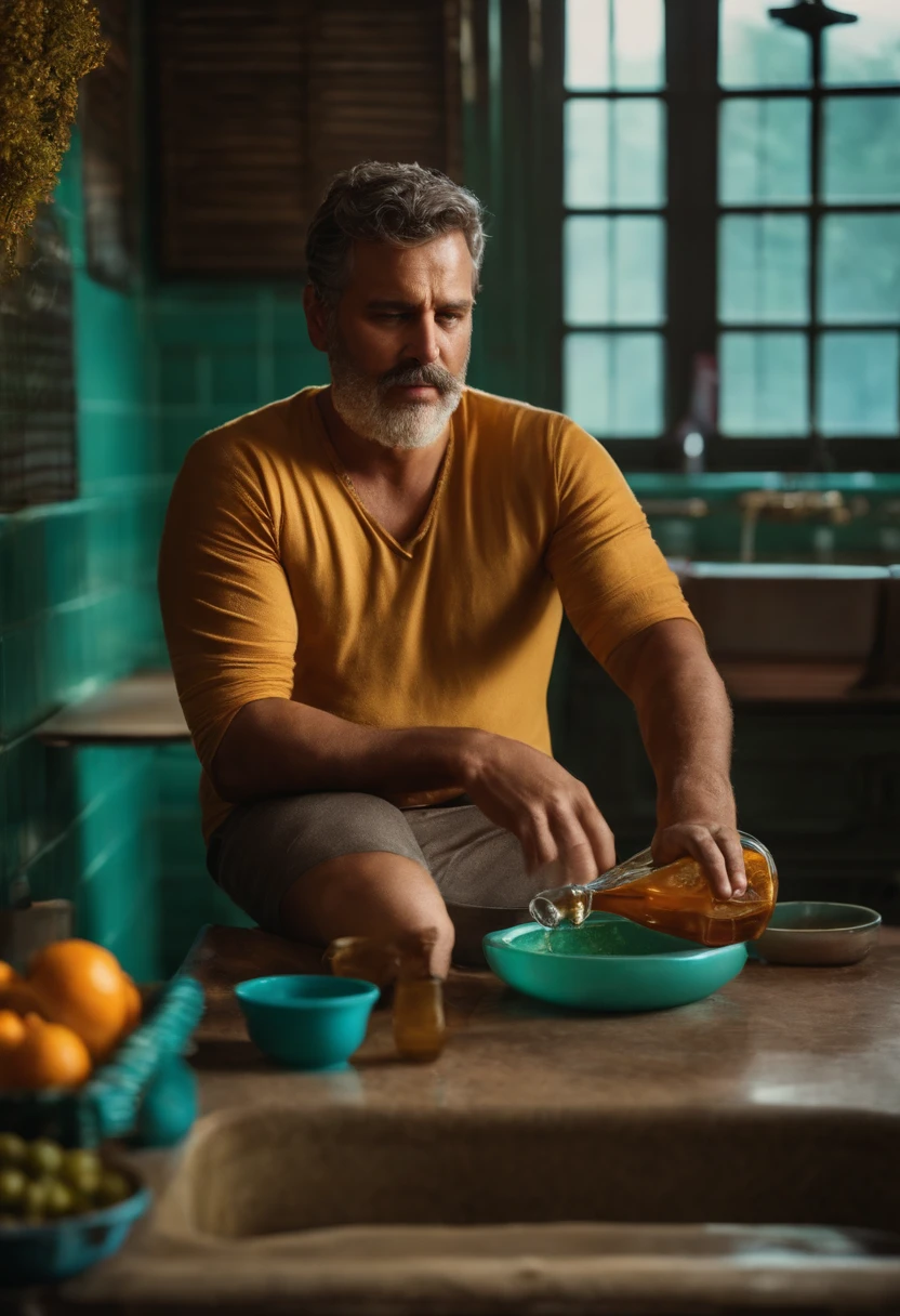 UM HOMEM GORDO COM MUITA GORDURA SENTADO AO UM VASO SANITARIO