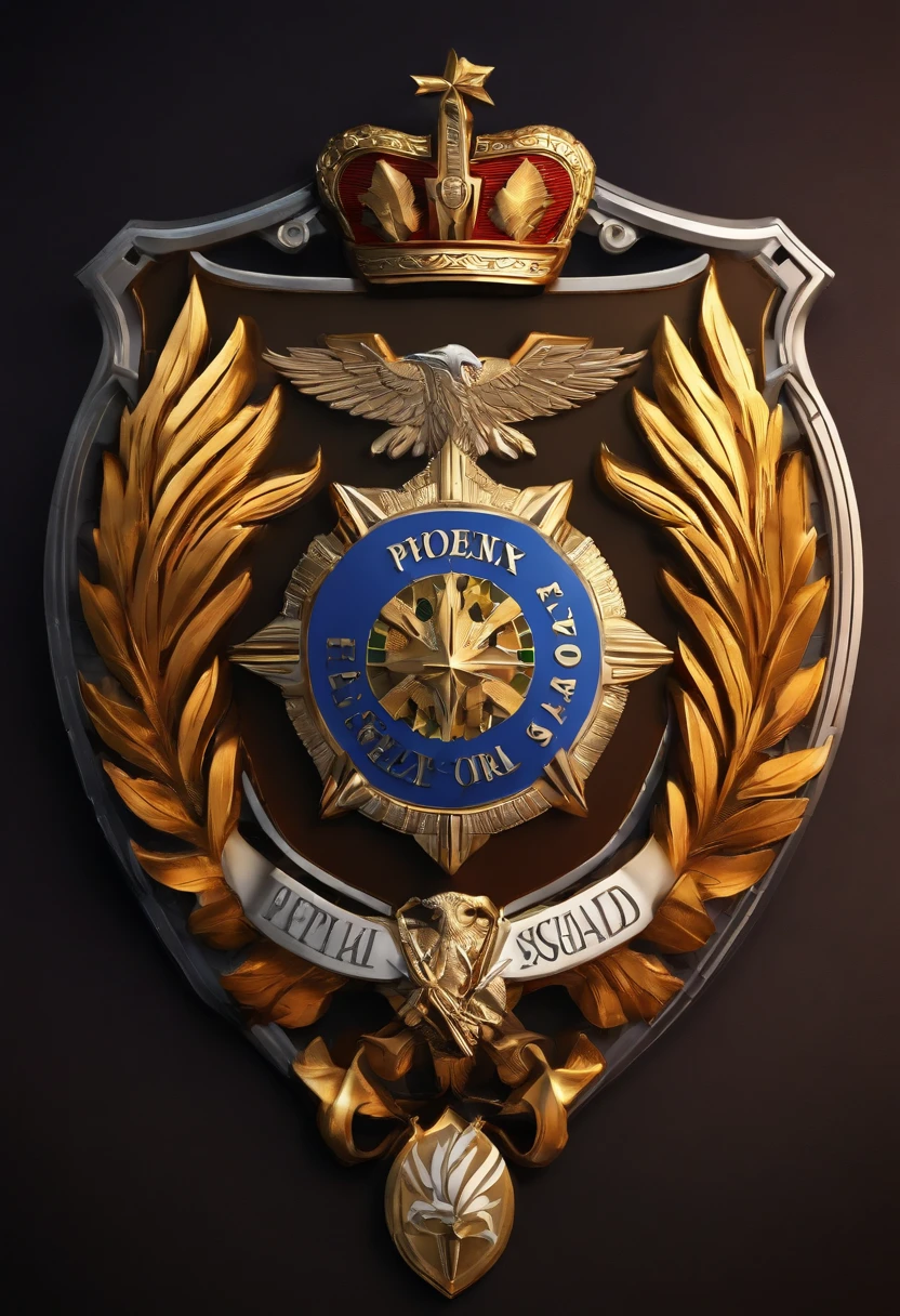 "Create a badge for a fictional tactical force called the 'Phoenix Rapid Response Squad' to be affixed to the shoulder of the soldiers' uniform. This squad is known for its skill in crisis and rescue situations, and is highly trained in combat operations and rapid response. O emblema deve incorporar elementos que simbolizem coragem, Determination and efficiency. Don't forget to include a motto or slogan suitable for the squad."