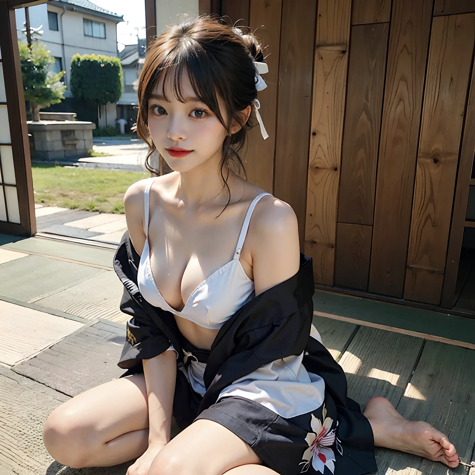 Two legs yukata is only wide open legs