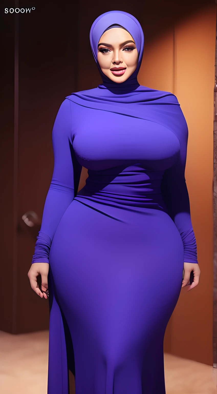 (NSFW,highres:1.2),1 girl,muzzle mouth want to kiss,perfect body shape, slim waist, curvy hourglass figure, full body picture, skinny waist and thick hips,full body view,big boobs,wearing a hijab,wearing tight dress,beautiful detailed eyes,long eyelashes,natural makeup,soft smile,she has a jiggly fat round belly,vivid colors,studio lighting,physically-based rendering,digital artwork,bokeh