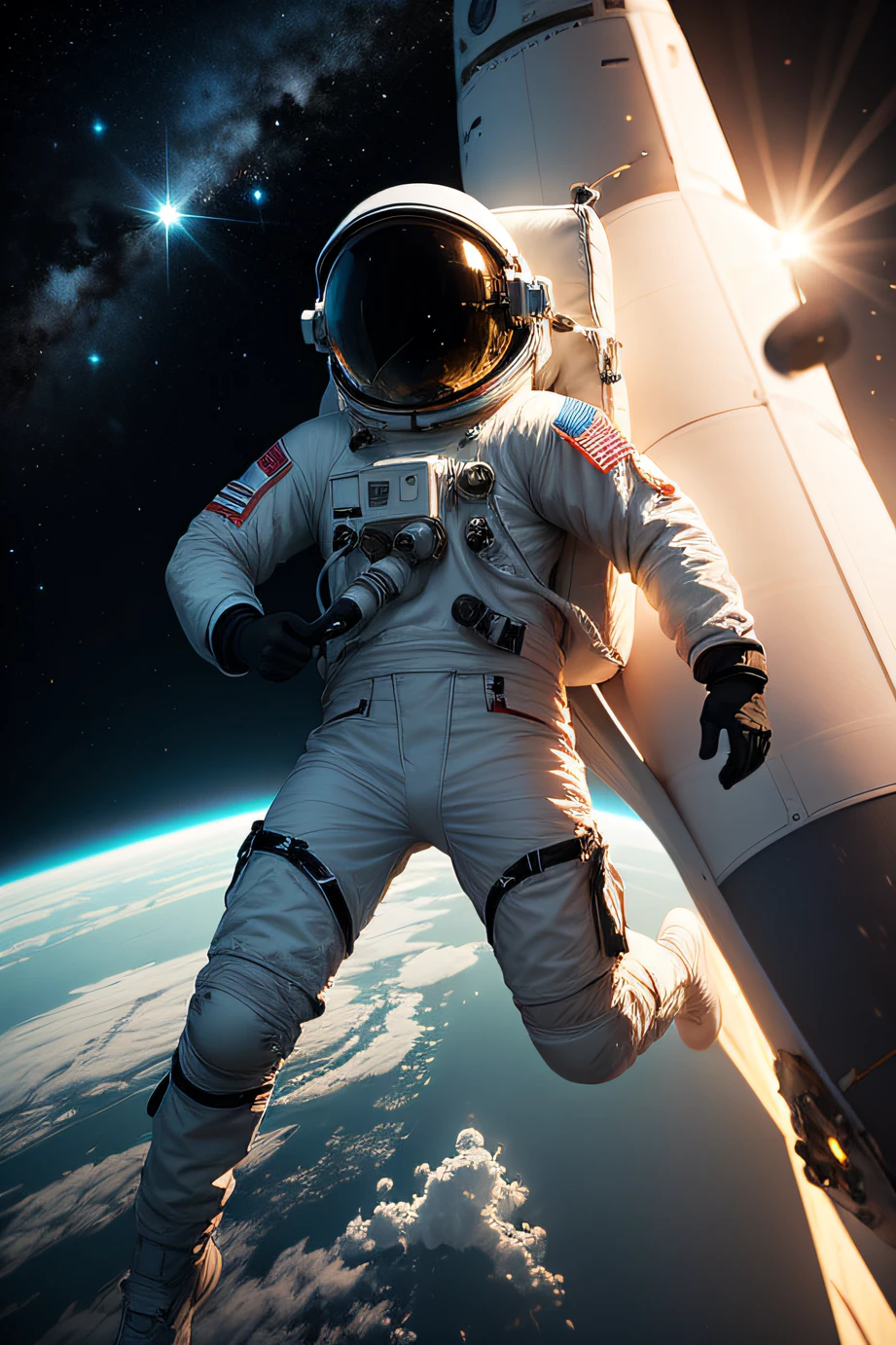Create an image of space with an astronaut