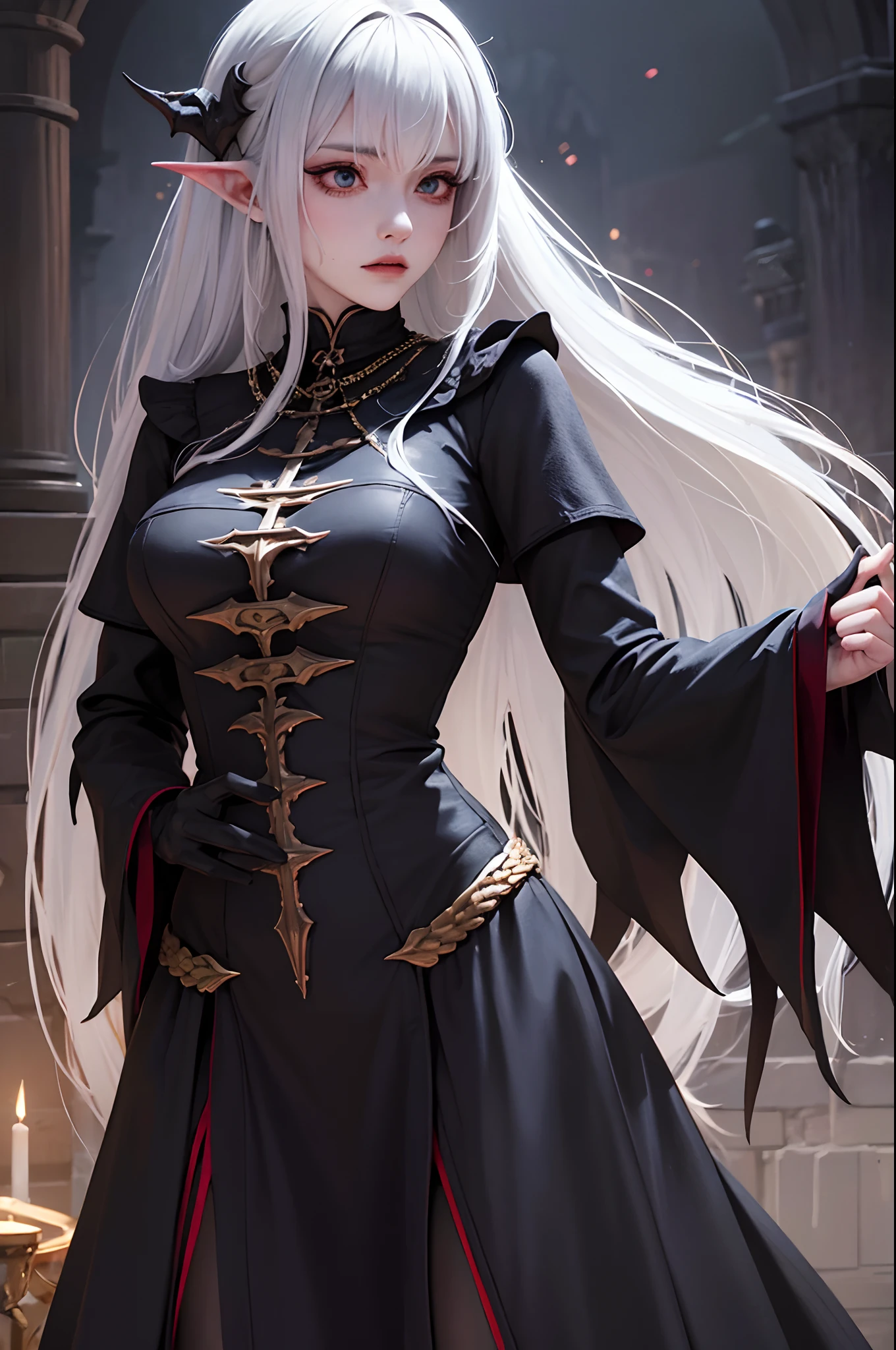 female naked, detalhista, horror , lord of dark , mal ,dungeon and dragons, masmorra,altos detalhes, vestes velhas, Necromante Sombrio, detalhado, alto detalhes, vestes velha, cajado de poder, masmorra, darkeness, sangue