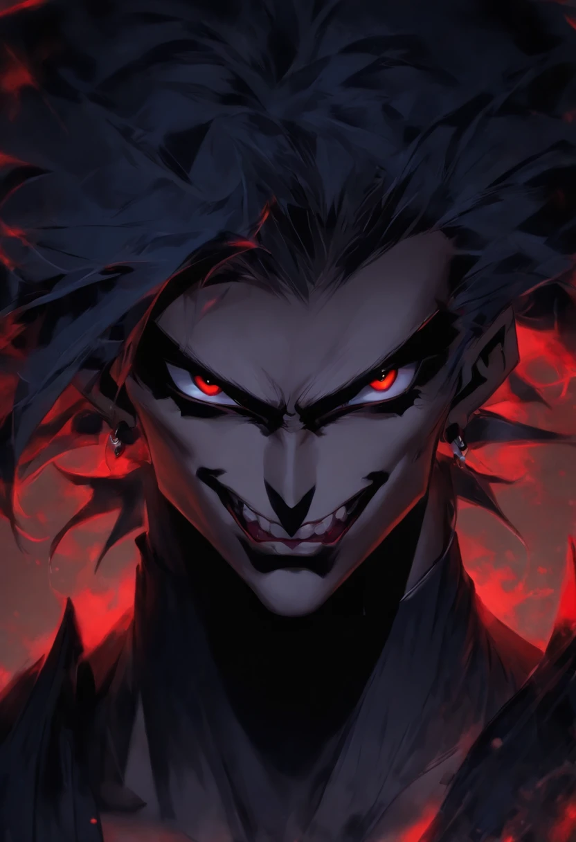 high quality photorealistic image of a man with black hair and red eyes wearing a choke, androgynous vampire, vampire of clan lasombra, male vampire, male vampire evil devious male, handsome male vampire, ((red)) baggy eyes, red eyes wearing goth makeup, black ((Black)) lipstick dark piercing eyes, with haunted eyes and dark hair. MALE gender neutral androgenous beautiful young man, sharp jaw, male features, porcelain skin