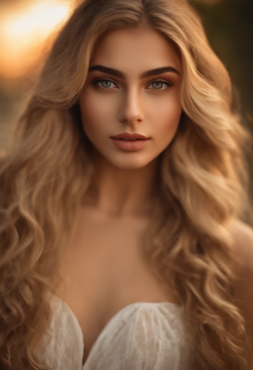 Lebanese Beatiful Face with wavy blonde hair, detailed alluring eyes, hyperrealistic, detailed, 8k