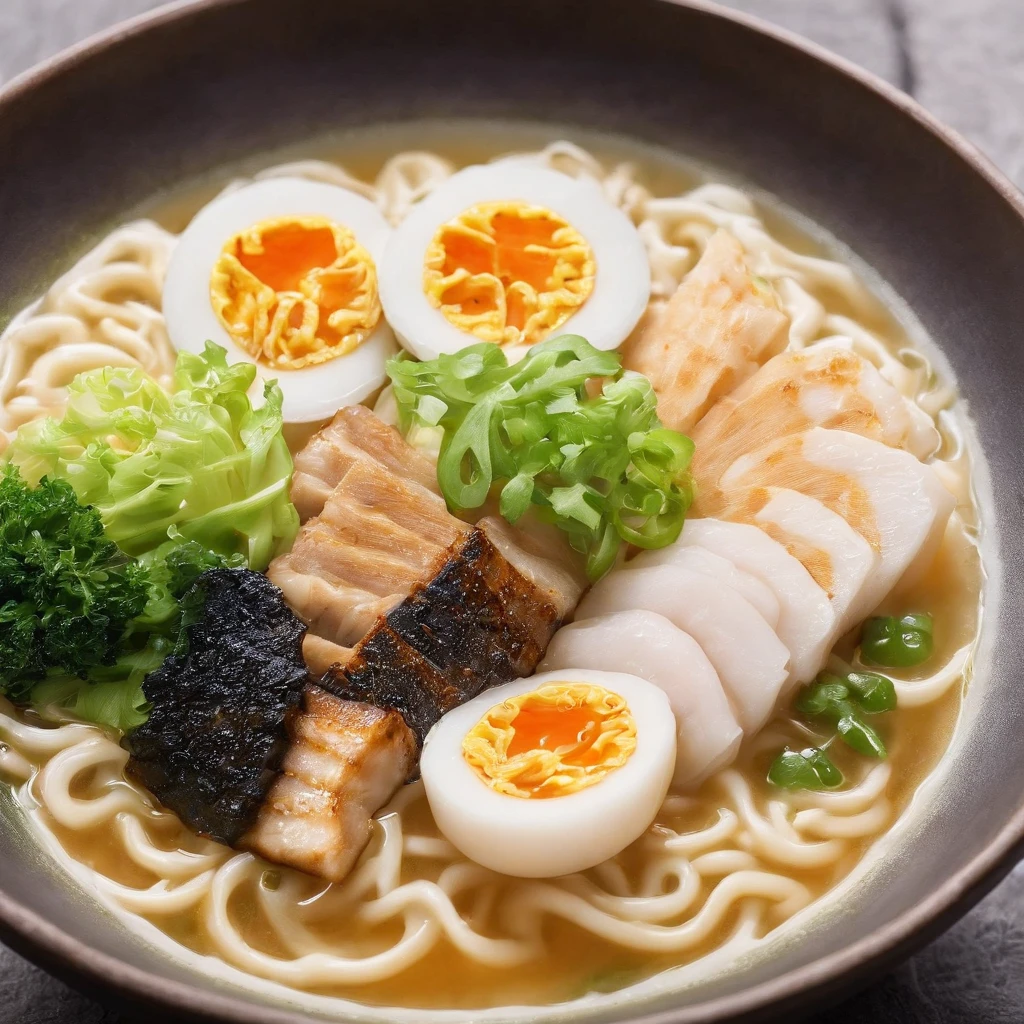 Ramen, steam,masterpiece,top-quality,professional photograpy,detail portrayal,8K,the background is white