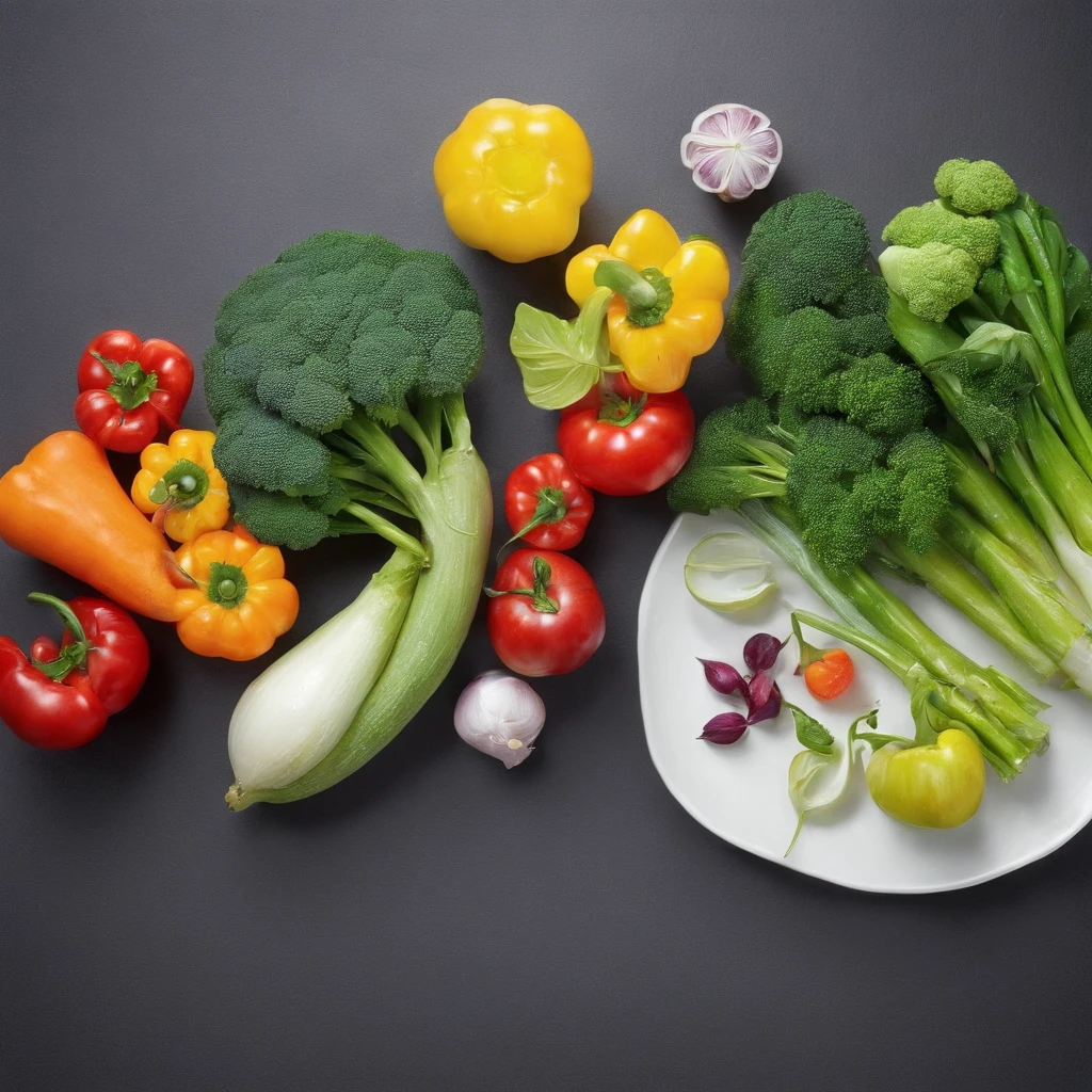 Assorted vegetables, ​masterpiece,top-quality,professional photograpy,detail portrayal,8K,the background is white