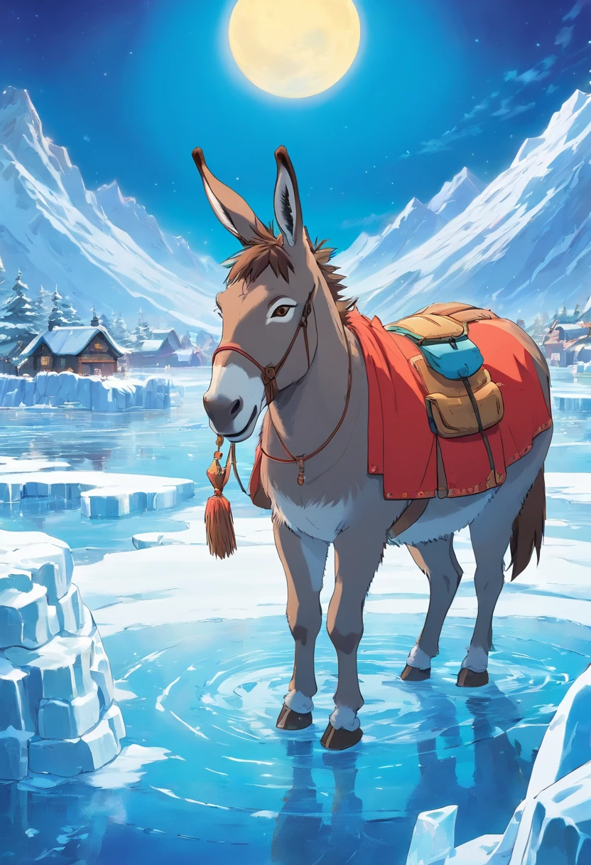 A donkey fell on the ice