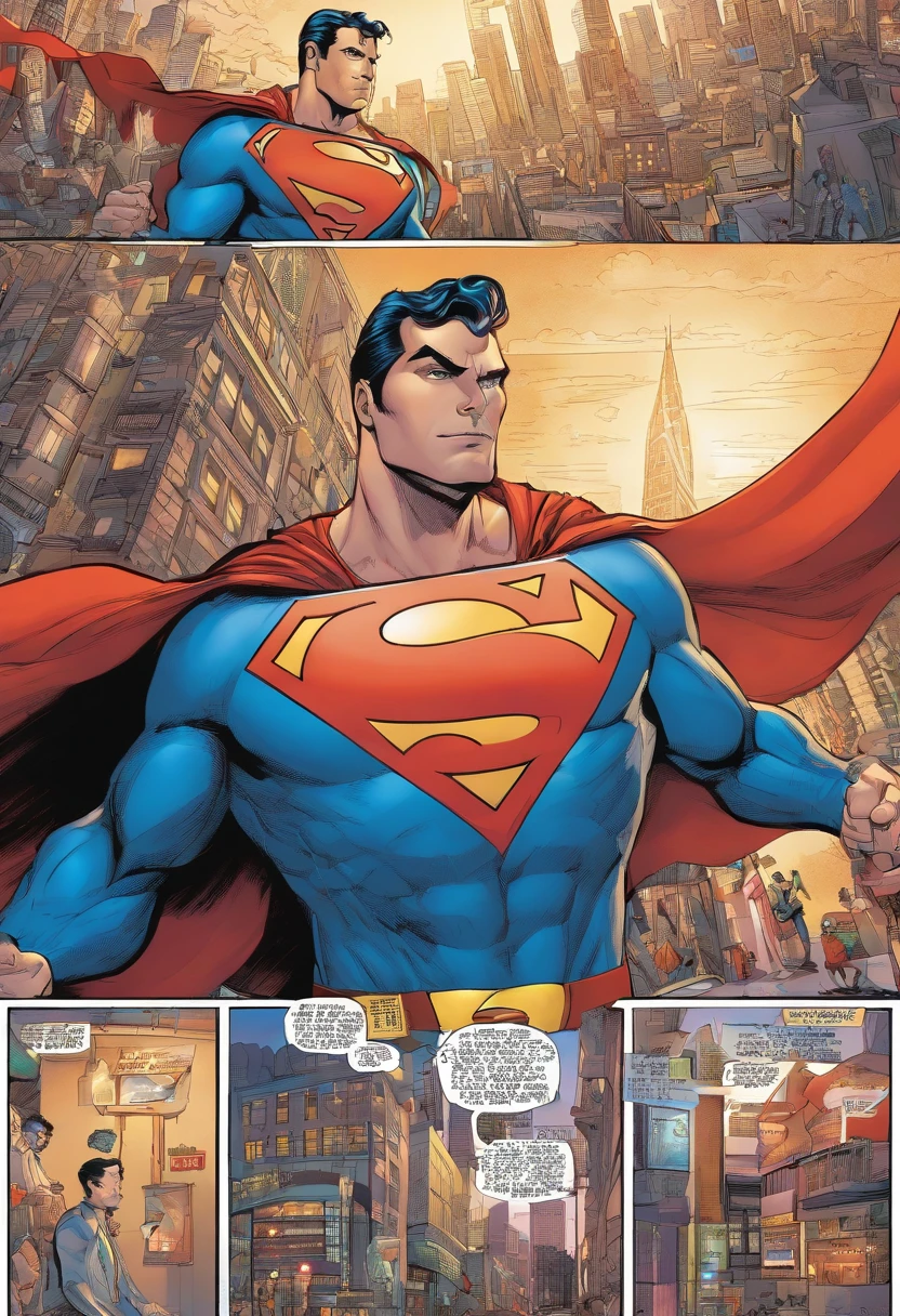 Superman, dc, caminando por una calle, Nueva York, Gente observando, alegria, admiracion, Posicion de pie, dinamico, altamente detallado, enfoque nitido, 8k, resolucion de alta definicion, arte de alex ross, noche, luces de ciudad