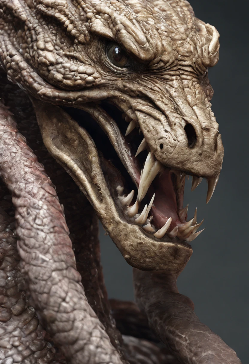 a realistic smaug style dragon in high definition written Keny OT on the image