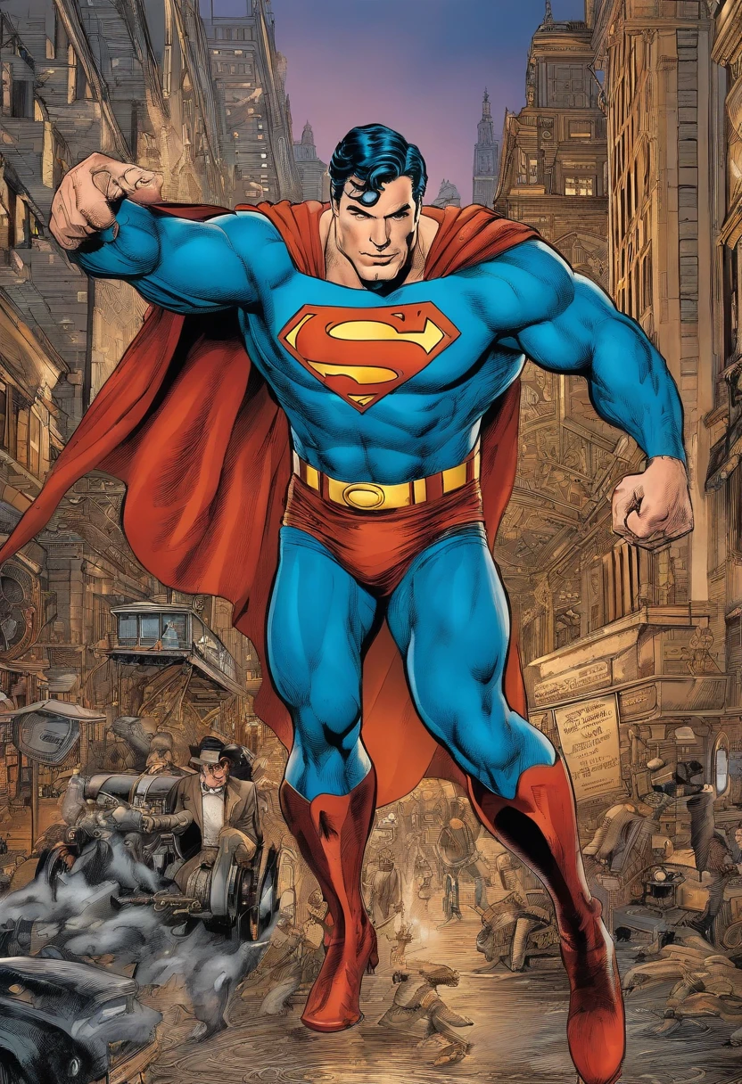 Superman, dc, caminando por una calle, Nueva York, Gente observando, alegria, admiracion, Posicion de pie, dinamico, altamente detallado, enfoque nitido, 8k, resolucion de alta definicion, arte de alex ross, noche, luces de ciudad