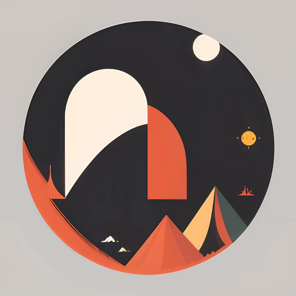 A minimalist Japan mountain pass logo in the style of Joan Miro, using white,black and red color.  5.2 --auto --s2