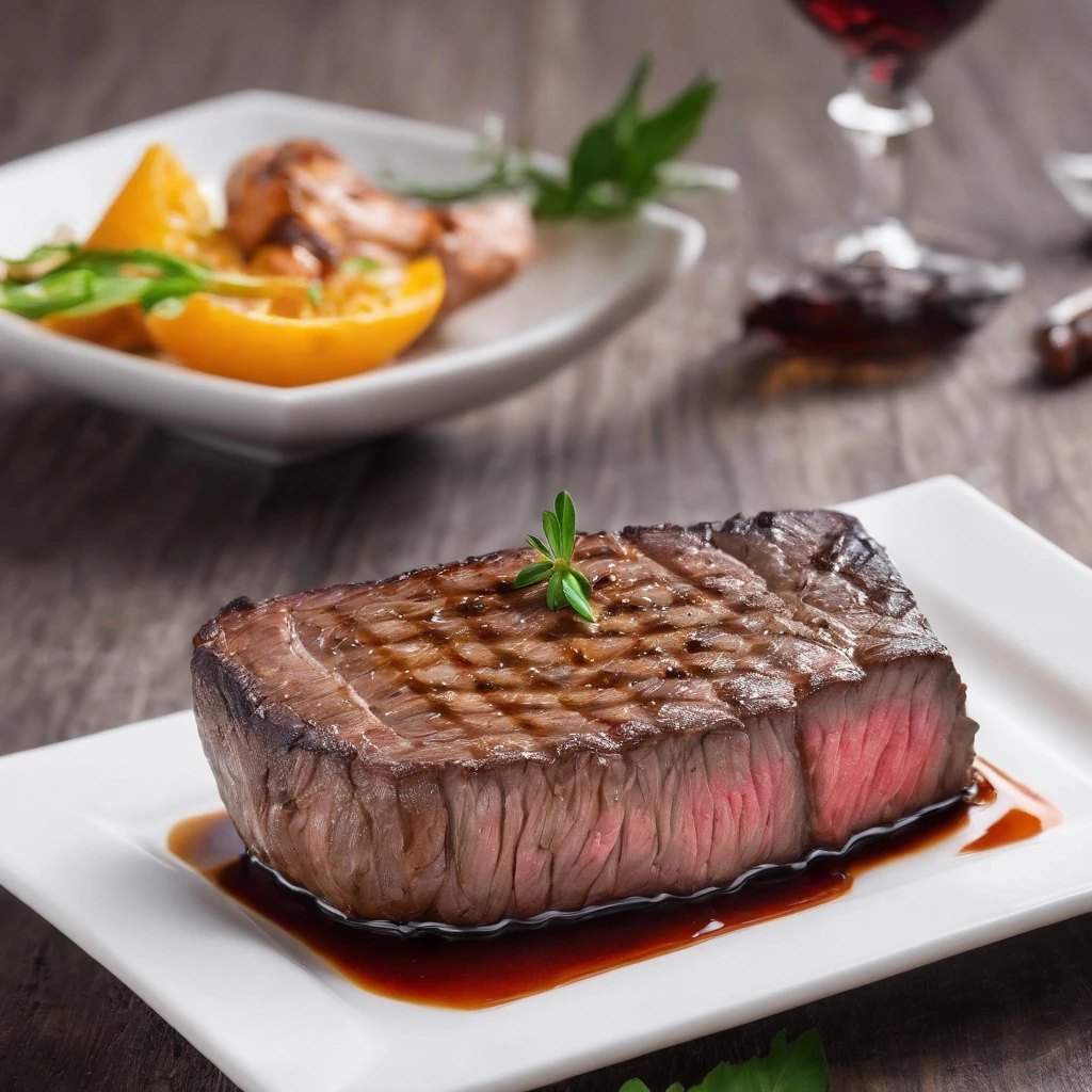 steak, ​masterpiece,top-quality,professional photograpy,detail portrayal,8K,the background is white