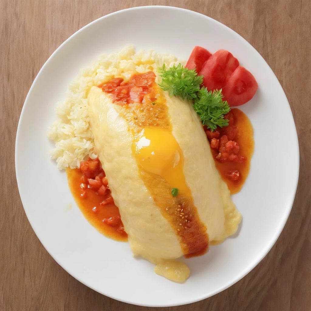 Omurice, ​masterpiece,top-quality,professional photograpy,detail portrayal,8K,the background is white