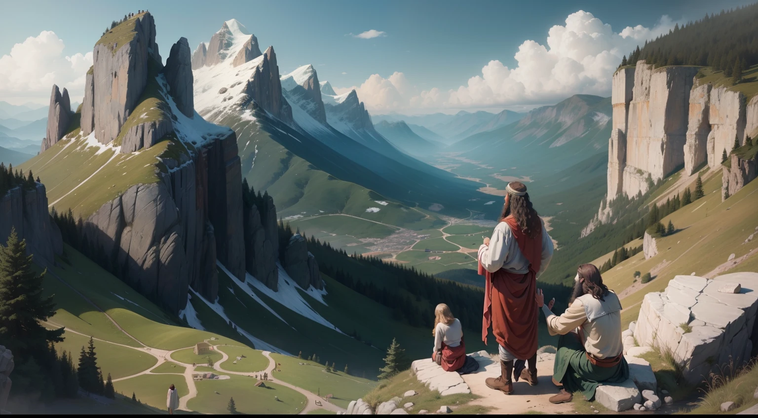 John the Baptist and Peter with Jesus Christ on the side of the mountain