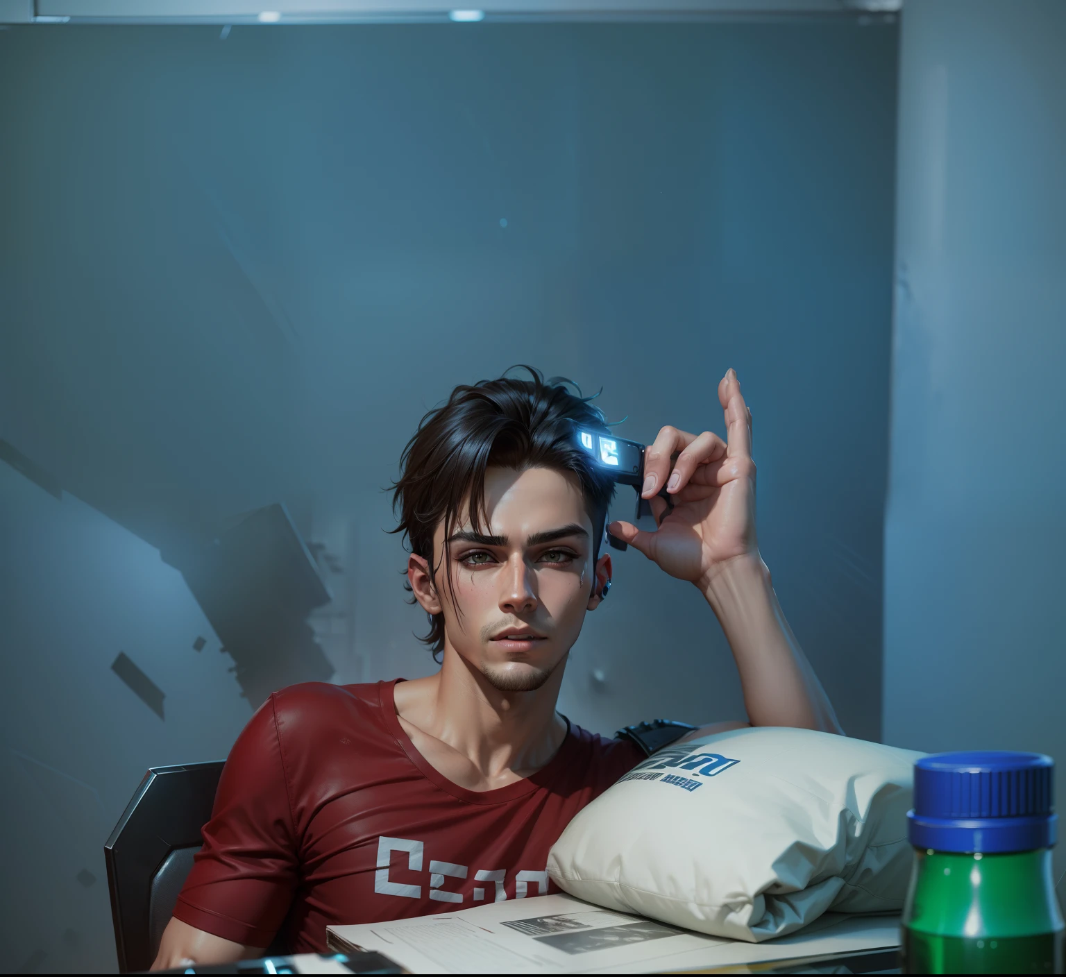 Change background cyberpunk handsome boy realistic face