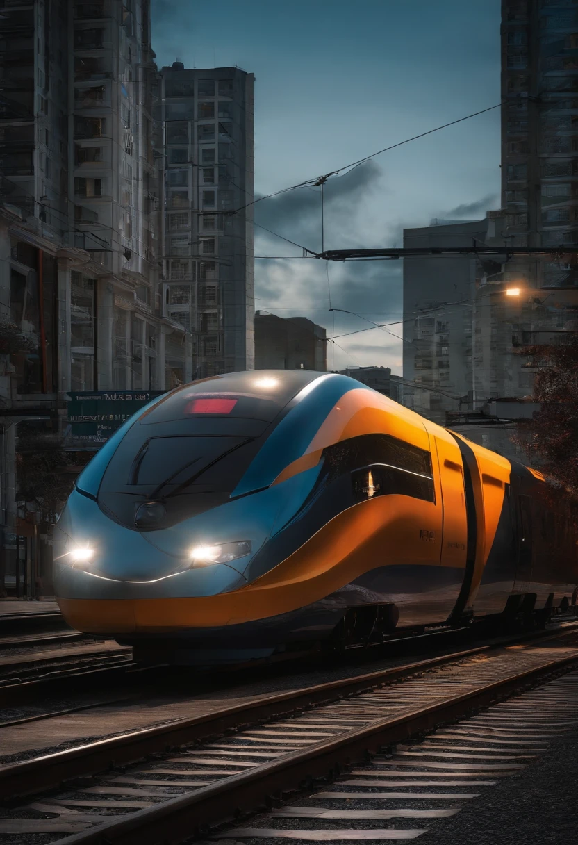 futuristc train at the city