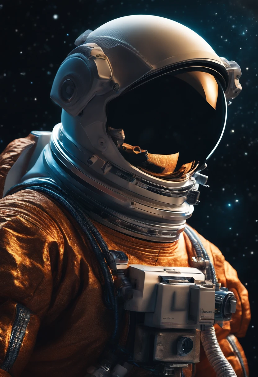 Bust of an astronaut in space, Biomechanicals, estranho, assustador, Pesadelo, cores muito brilhantes, light particles, com luz brilhante, Mshiff, Arte do papel de parede, Papel de parede UHD