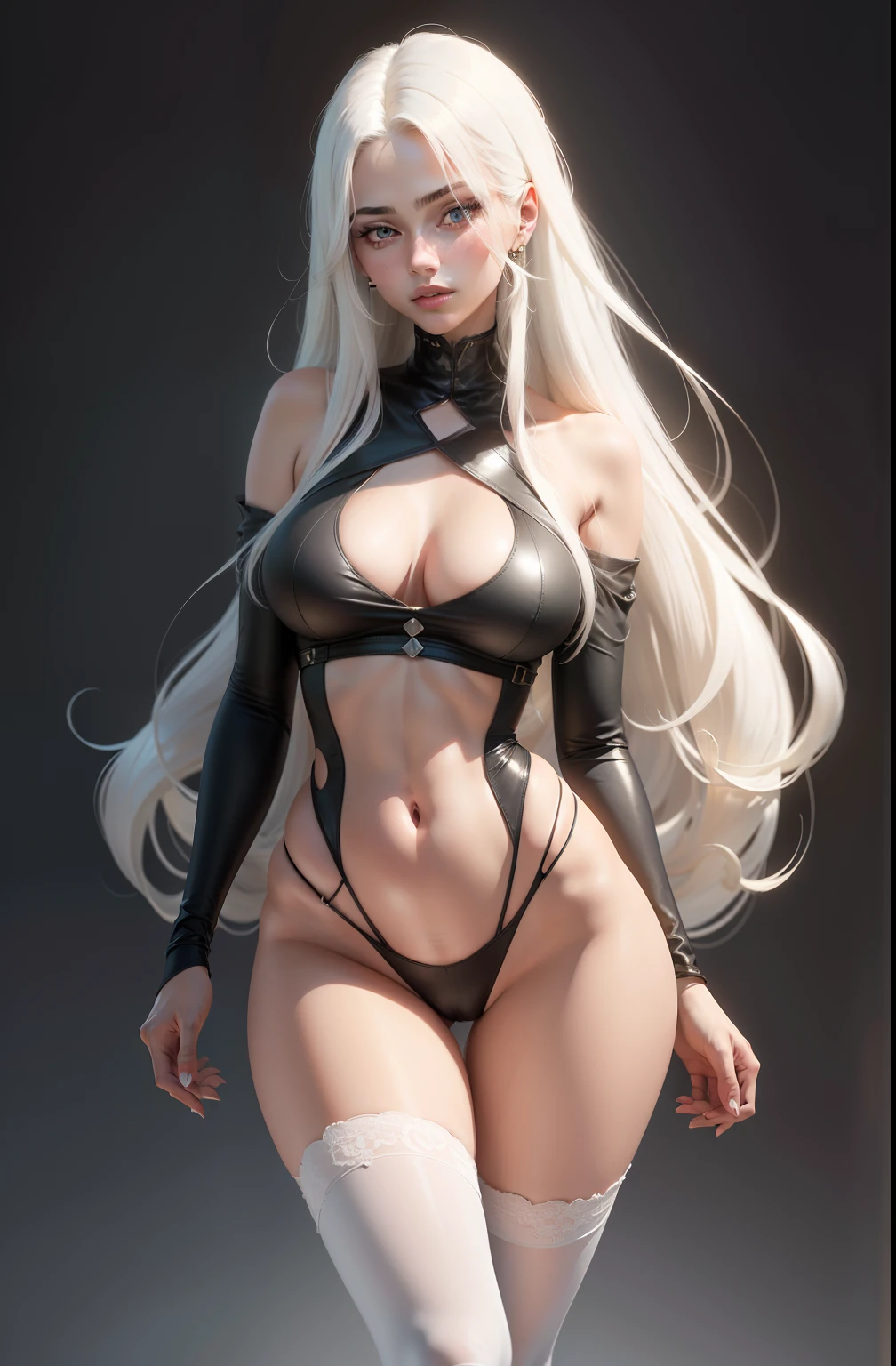 (Mulher linda perfeita deslumbrante, Elegant with long white hair complement to the feet and high heels), ripped skinny jeans and tight shirt, mulher cabelo longo salto alto, sexy, hentai, roupa rasgada e sensual mostrando seus seios bicudos, (mulher alta e magra das mamas lindas, Retrato 8K, Ultra Detalhado), standing up pose