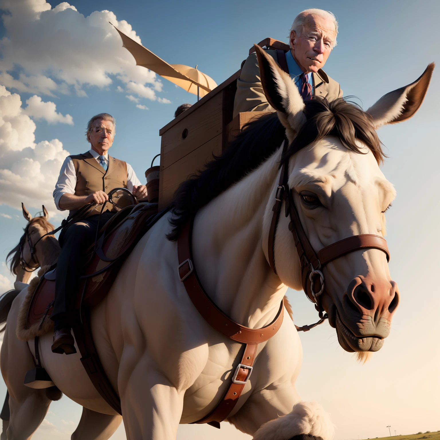 Joe Biden riding a donkey