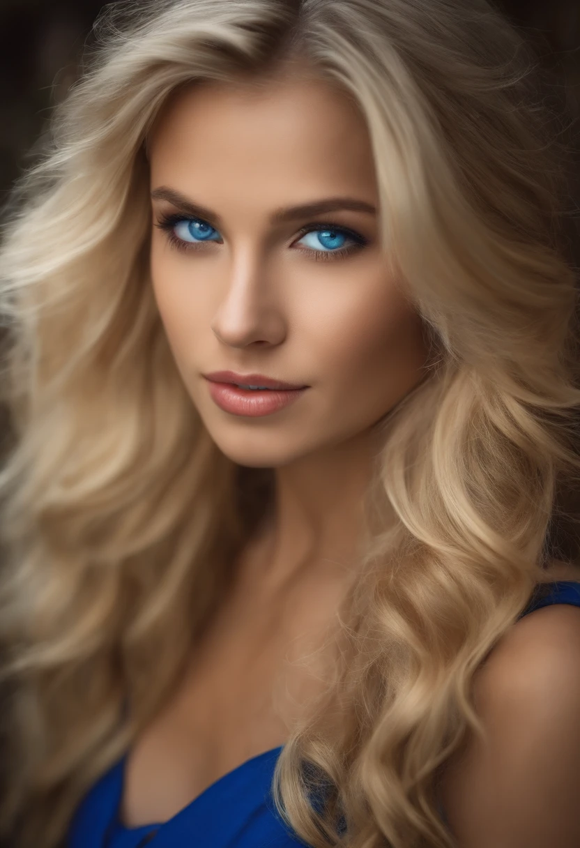 young woman, blond hair, blue eyes