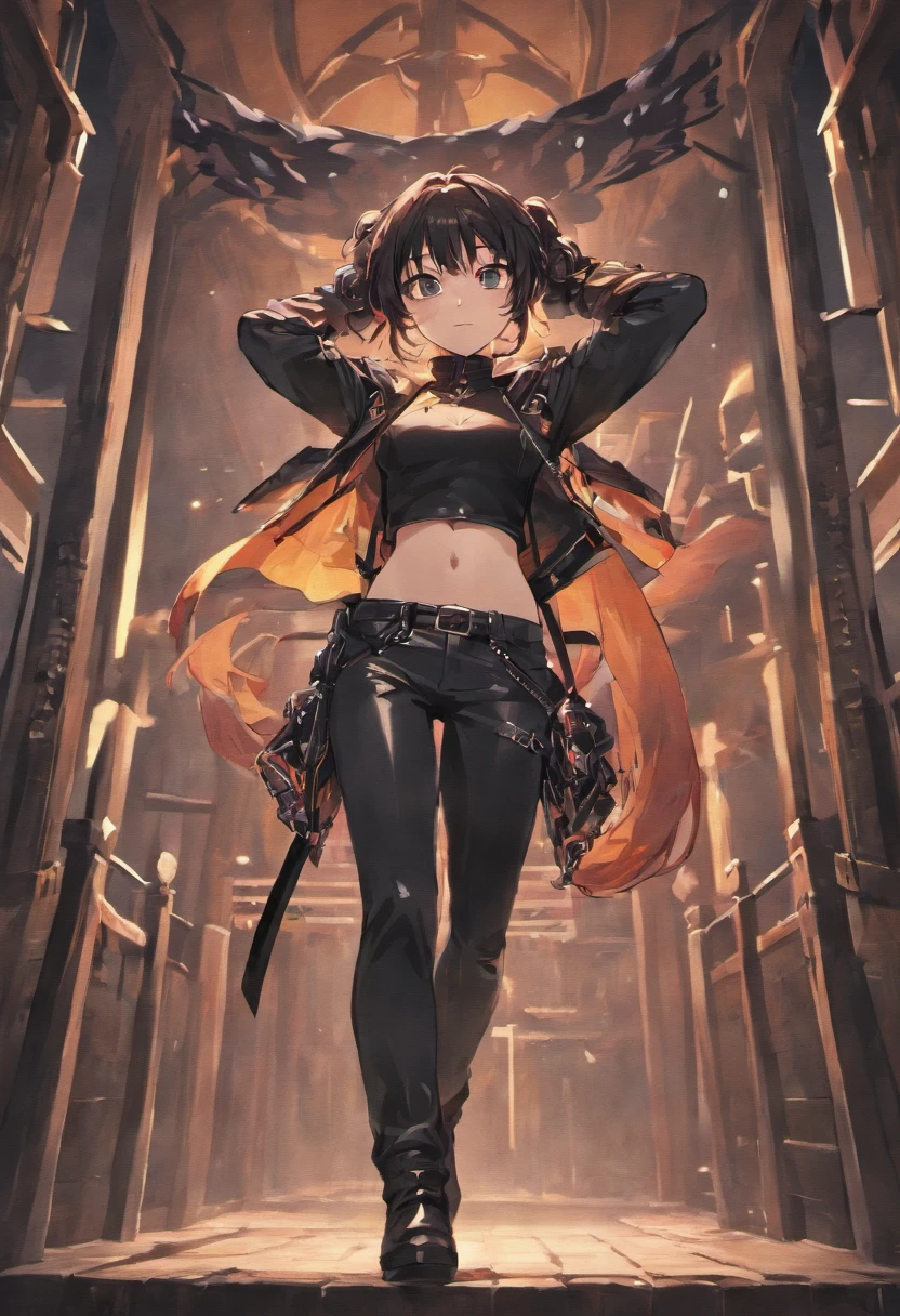 Black leather gloves Black leather riders jacket Black Leather Skinny Pants Black leather long boots Black Hair Ponytail Young Japan Black Leather Neck Corset