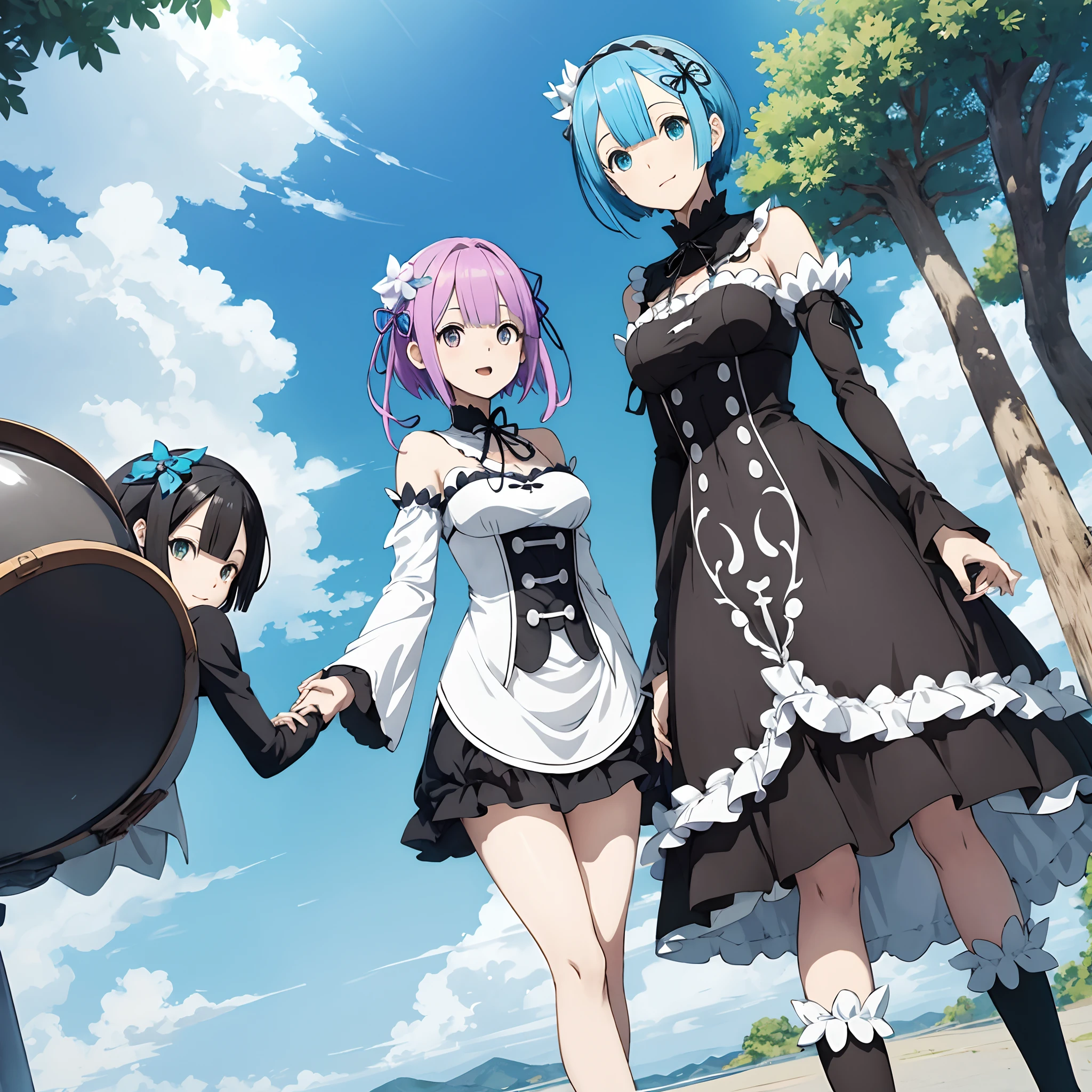 Foto comercial de rem e ram do anime de re zero