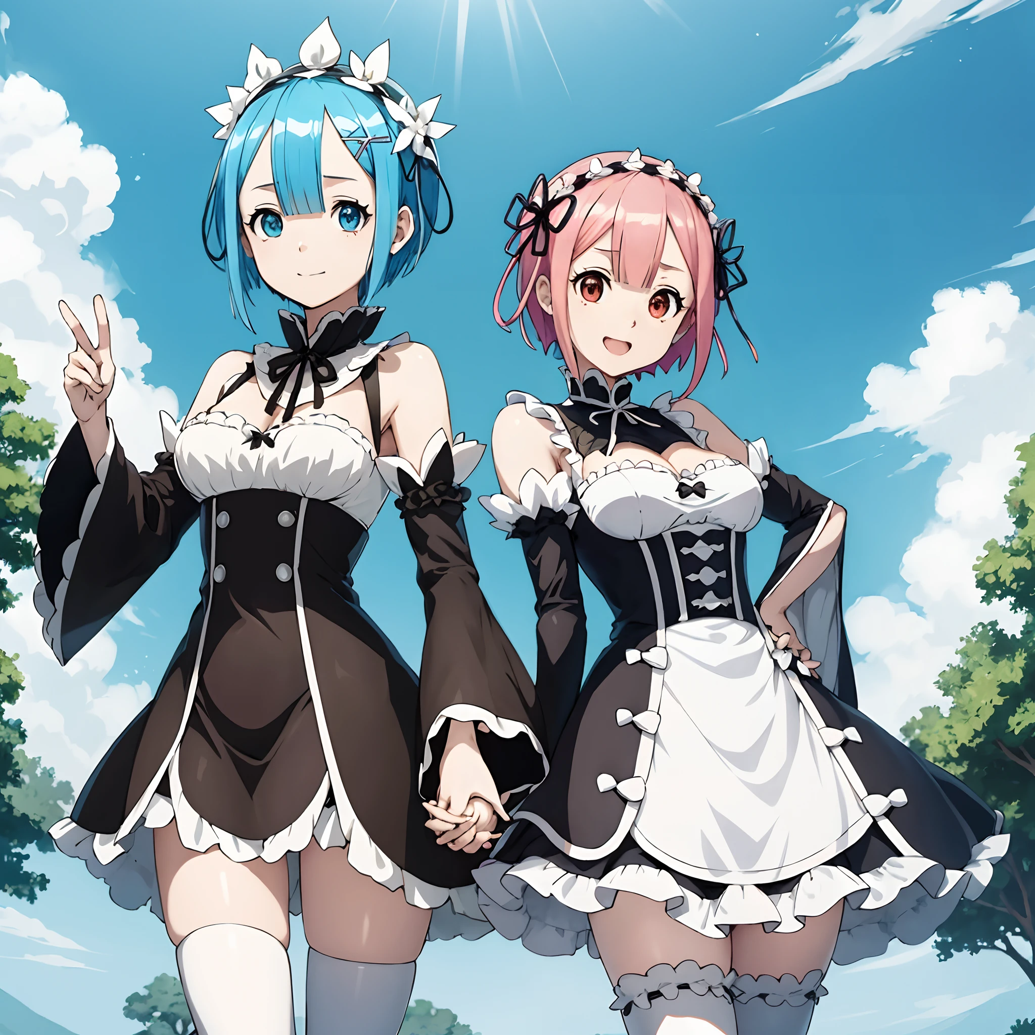 Foto comercial de rem e ram do anime de re zero