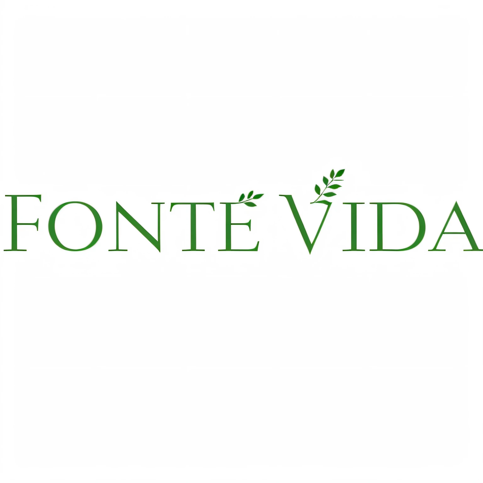 create an artistic illustration that incorporates the name 'Fonte Vida' into a vine design. O design deve apresentar elementos realistas, as leaves and branches as extension of each letter, to convey an authentic sense of growth and nature (Estilo realista). ao mesmo tempo, a trepadeira e o texto 'Fonte Vida' devem ser estilizados de forma abstrata, adding a unique artistic dimension to the image (estilo abstrato). The overall style of the illustration should be illustrative, providing a warm and friendly feeling that invites viewers to explore life and vitality (Estilo ilustrativo).