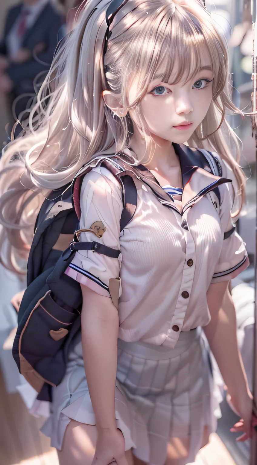 Portable Wallpapers,Super beautiful photo，FULL ANATOMY,Woman like a goddess，Highly detailed background，Realistic，hyperdetailed face，super detailed skin，Detailed beautiful face and eyes，retinas, masutepiece, ccurate, Anatomically correct,Tsurime, Textured skin, Super Detail, high details, High quality, awardwinning, Best Quality, hight resolution, 8K,ultimate beauty girl, BREAK,Close up of girl in dress and shirt, loose coat collar sailor uniform, thin head,magical school student uniform, japanese girl school uniform,, Cute dress, katelynn mini cute style, dressed with long fluent clothes, School uniform, magic school uniform, black and white clothes, Stylish dress, school girl in gothic dress, Black Quick, Elegant clothes,((small tits:1.7,Thin leg,skinny thigh:1.4)),slim figure,extremely detailed eye and face、beatiful detailed eyes,Tsurime,Beautiful skins,The brilliance of details、The skirt is ironed、No wrinkles，((smooth hair，detailed hairs，Very fine hairs))，(Knee-length skirt:1.7),1girl in,Thin leg,Beautiful legs,独奏,Wearing underwear,Smaller face,realistic facial expression,(Face to feel:1.6),Enchanted,Raw photo of pale skin,Shyness,Longing for love,((Cool color makeup，Lowered eyebrows、Whitening effect，thin and thin eyebrows，((Ephemeral Girl，A look tinged with joy))，Very soft lighting，Eight-headed body，light glow，Expro II，Lens Flare，Sharpen，cinematic shadow,Changing the time zone when shooting.，School route and my room，Kantai Collection Style