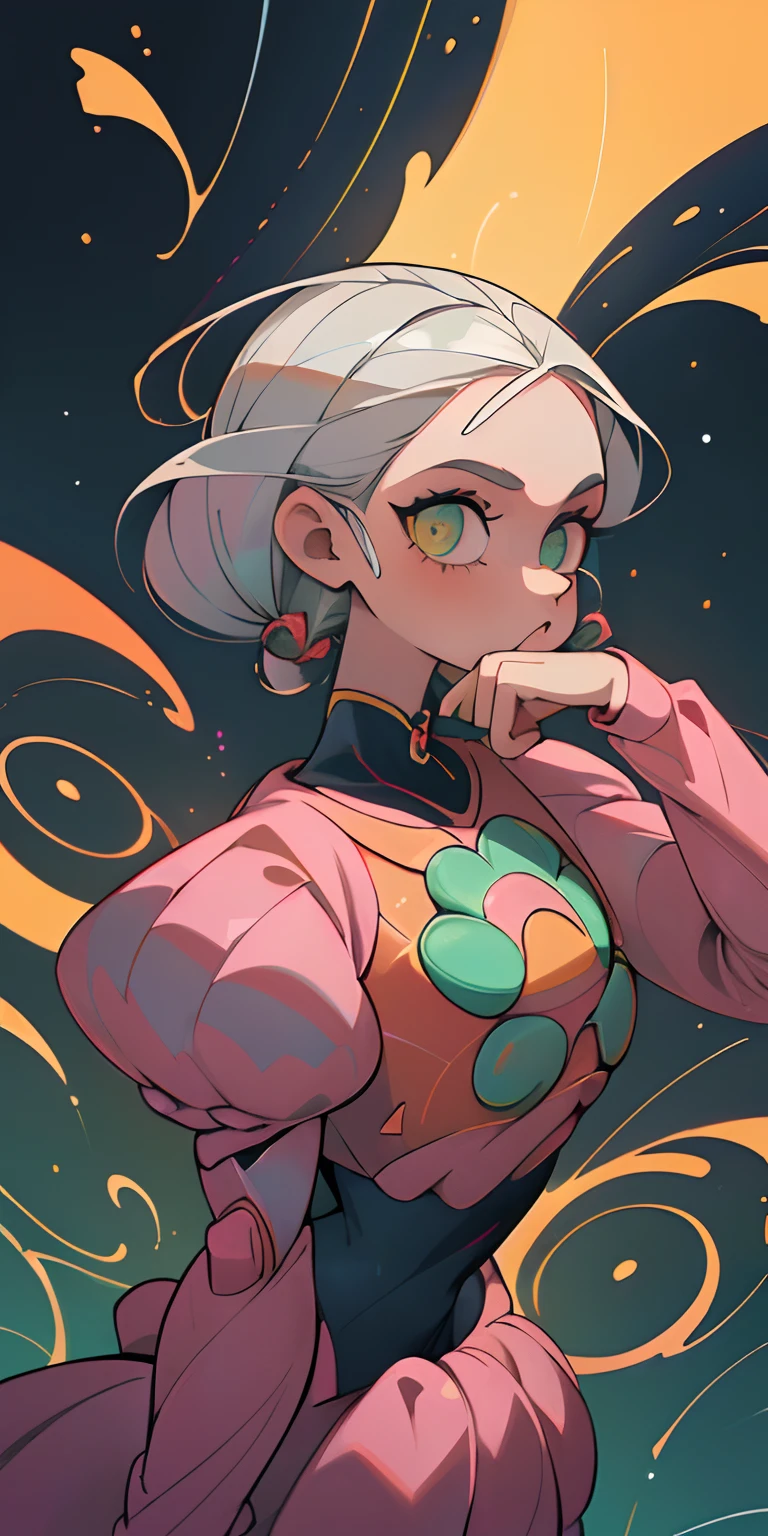 (melhor qualidade, obra-prima), 1girl, galaxy, purpurina, street wear, Particle, vento, parte superior do corpo, fundo escuro simples, olhando para o espectador, cabelo moreno,