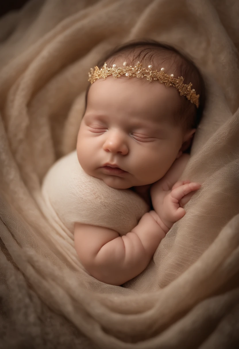 best quality，Super fine，high-rise，masterpiece：1.2，fidelity：1.37，（New is crying），Newborn babyute little baby，Newboroft light，Warm tones，Dull background，Carefully drawn baby&#39;s little fingers and toes，Charming eyes and chubby cheeks，soft and fine skin，Newborn baby clothes details，