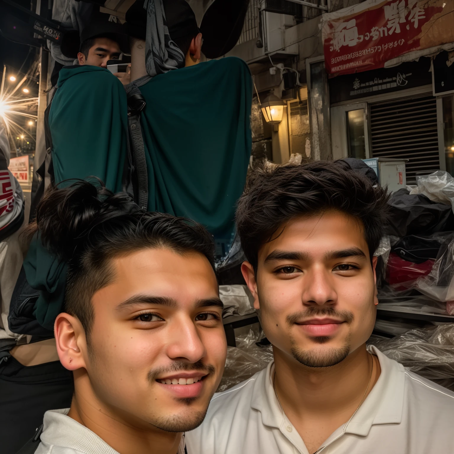 RAW photo, a portrait photo of 25 y.o man in casual clothes, night, city street, (high detailed skin:1.2), 8k uhd, dslr, soft lighting, high quality, film grain, Fujifilm XT3