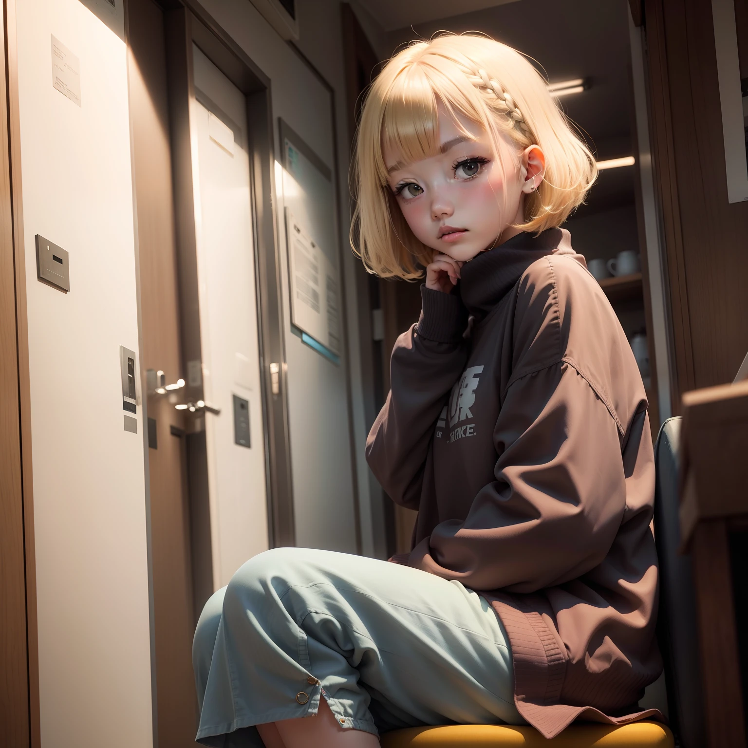 girl with、blondehair、bob、Calm、20yr old