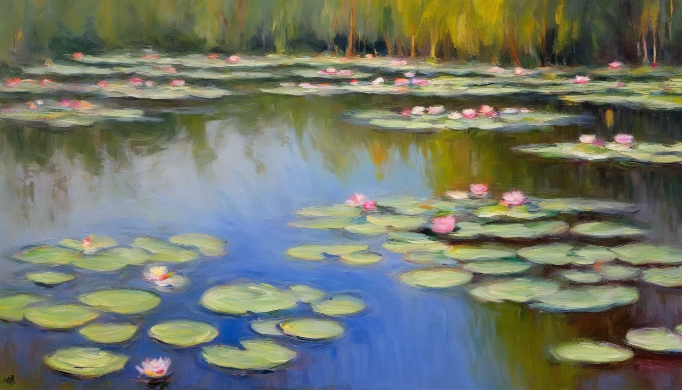 masterpiece、top-quality、Impresionismo,Paintings by professional painters,Claude Monet,waterlily pond