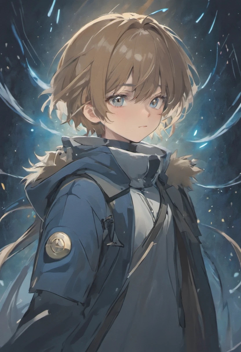 Pure white background Teenage character with reference sticker Fresh and cold temperament Masterpiece quality HD picture quality portrait Meticulous beauty Proud face Admiration Clear blue eyes Dark gray hair Messy hair fluttering Wolf ears are mysterious Obscure wolf tail Military trench coat with clean lines Confident characteristics Elegant brown scarf Black boots show calm and calm Simple background,Highlight characters with white space,Create a pure atmosphere Unique embellishments for teenagers Mysterious atmosphere Delicate boy Strong presence,Both stiff and soft An admirable masterpiece,water color art