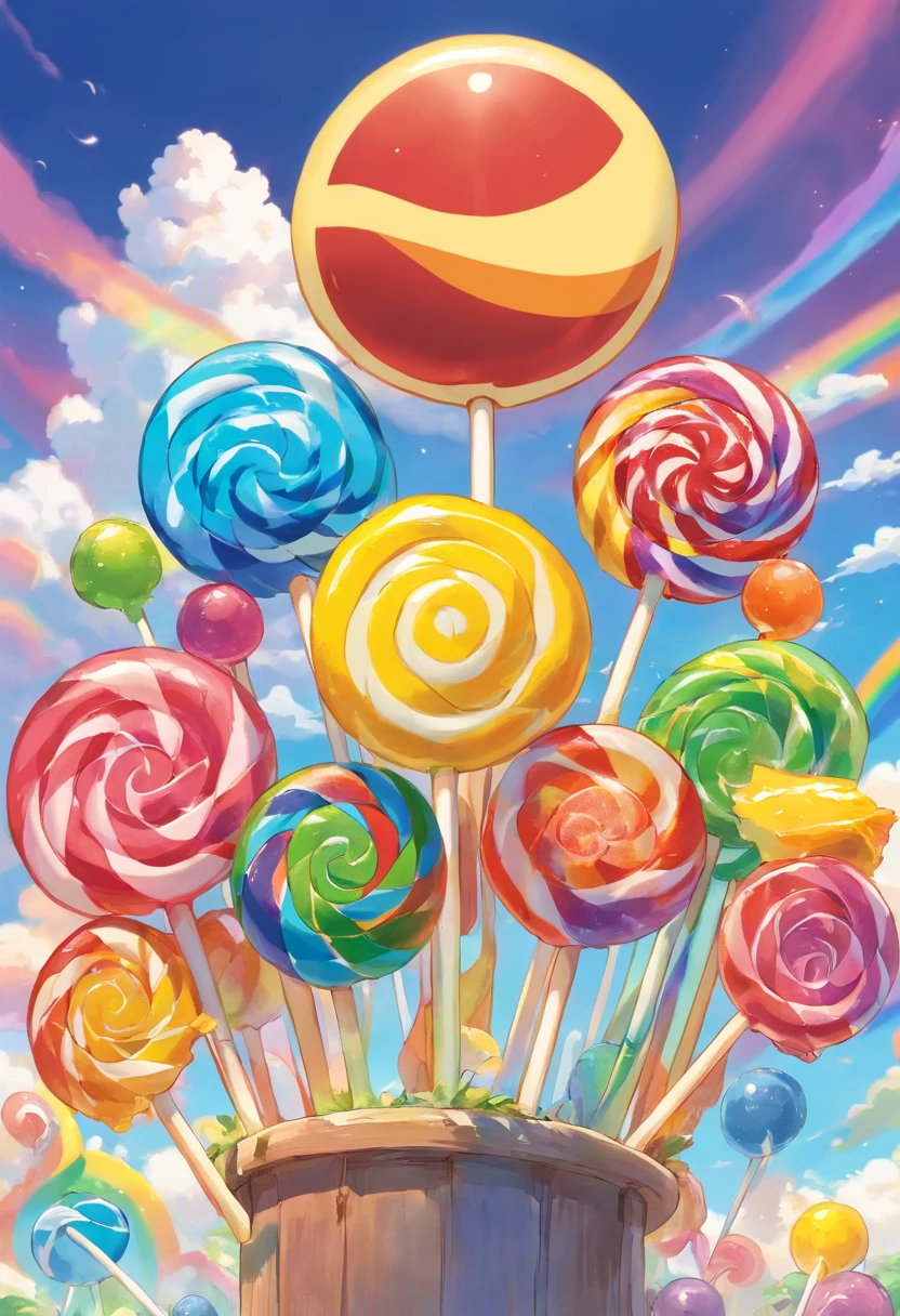 Rainbow lollipops