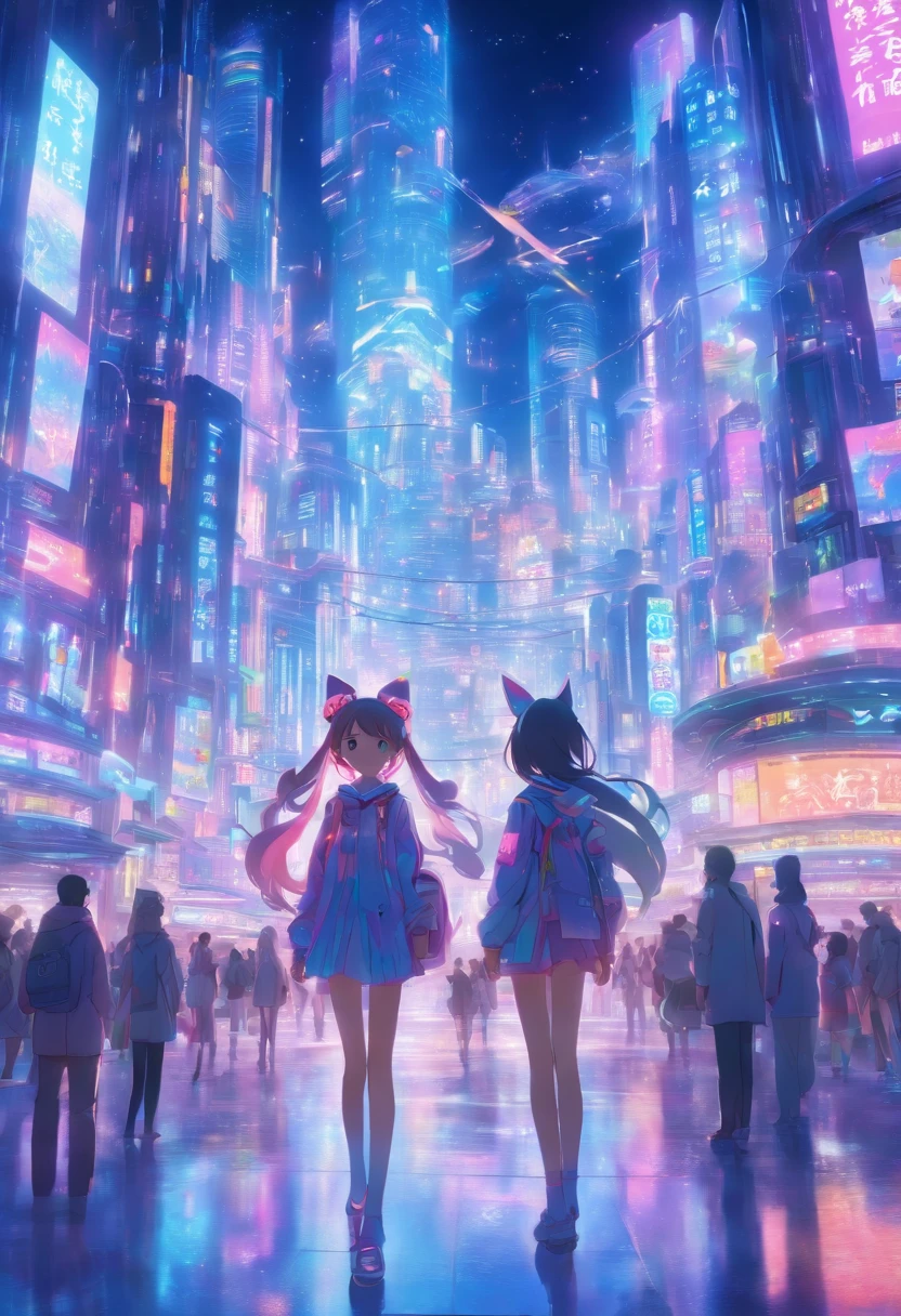 "Create semi-realistic 3D scenes featuring adorable young girls with pointed ears, Slender body, And a little taller stature, Placed in a futuristic cityscape on the occasion of celebration. The scene is、When navigating a lively girl、It is necessary to capture the charm and innocence of the girl, A futuristic city full of festivals. Her youth々Emphasize the contrast between good looks and advanced appearances, The bustling environment that surrounds her, holographic displays, futuristic architecture, Eta、The fun atmosphere is、We set the stage for this heartwarming moment."