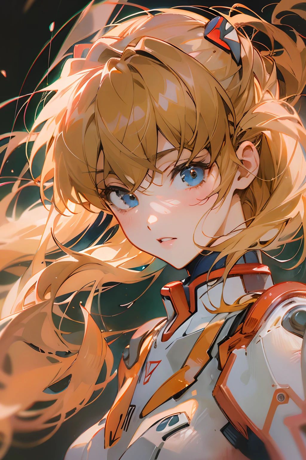 masterpiece, best quality, faded pastel illustration of asuka langley soryu
