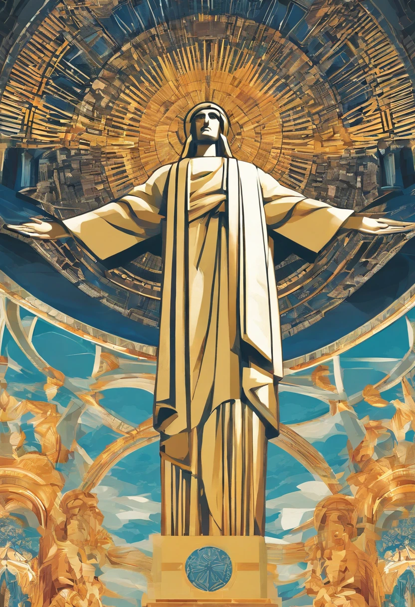 Cristo redentor chorando, Looking Up The Sky, hand together, rezando. atmosfera escura, alto contraste de luz e sombra, fotografia profissional, utrarealista, light volumetric, cinemactic