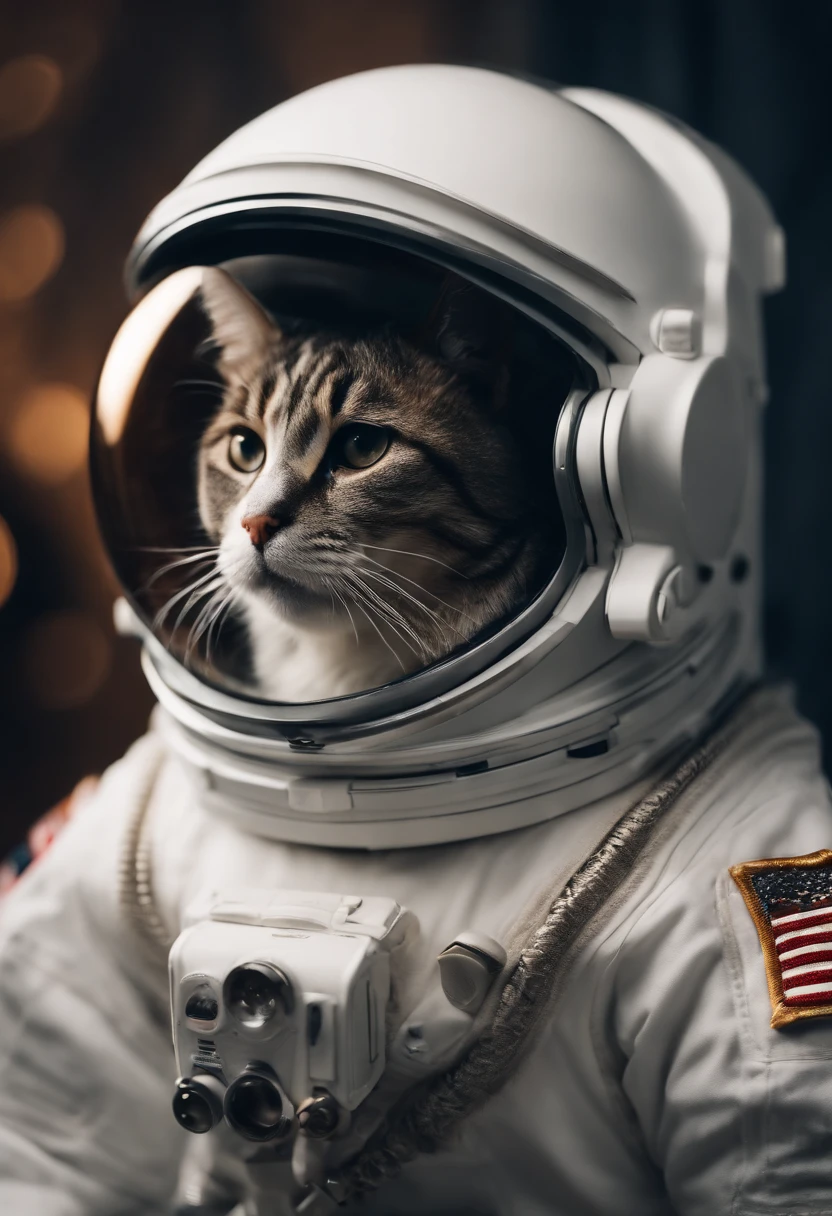 gato com roupa de astronauta 3x4 fundo branco