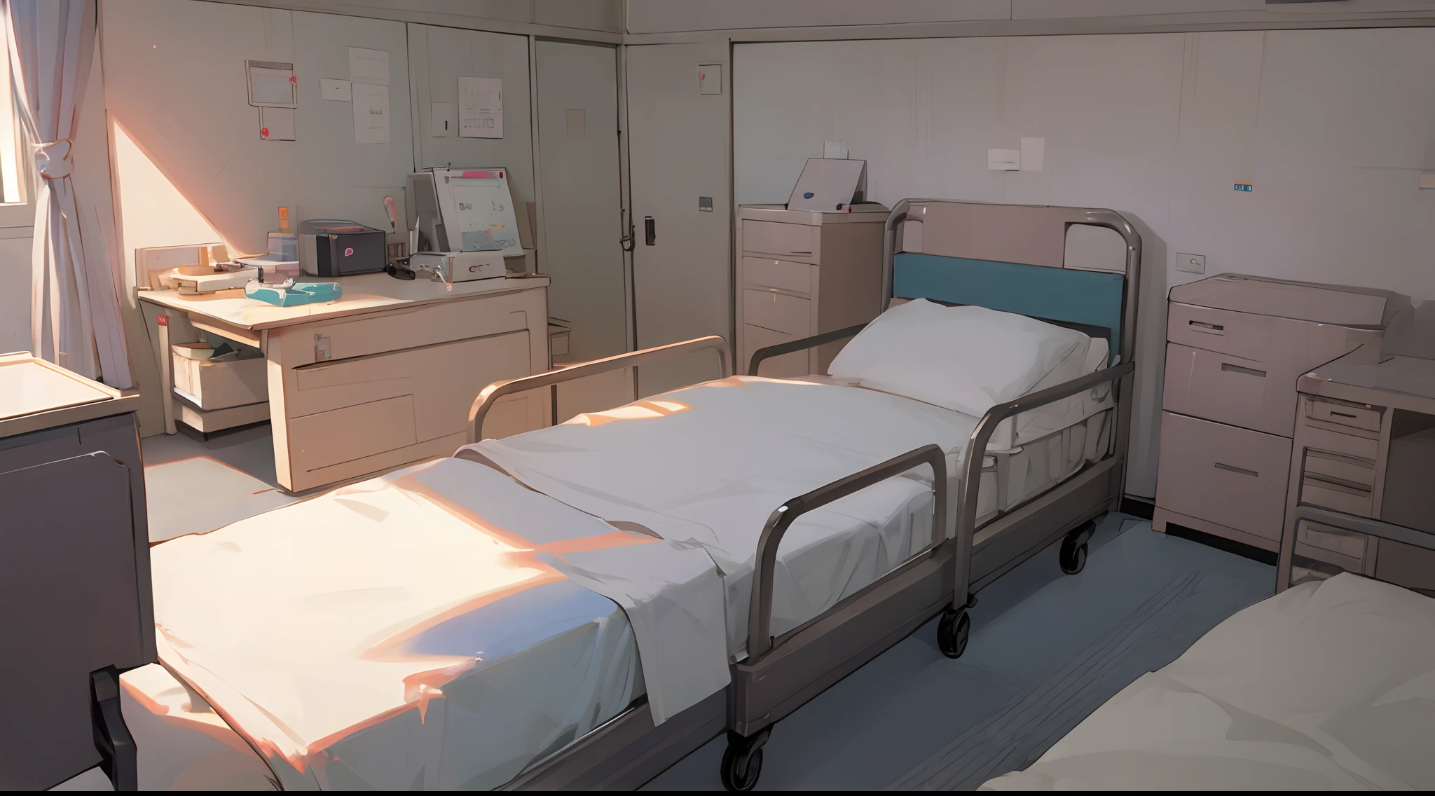 background, Hospital bed, Hospital office, Anime background, Novella