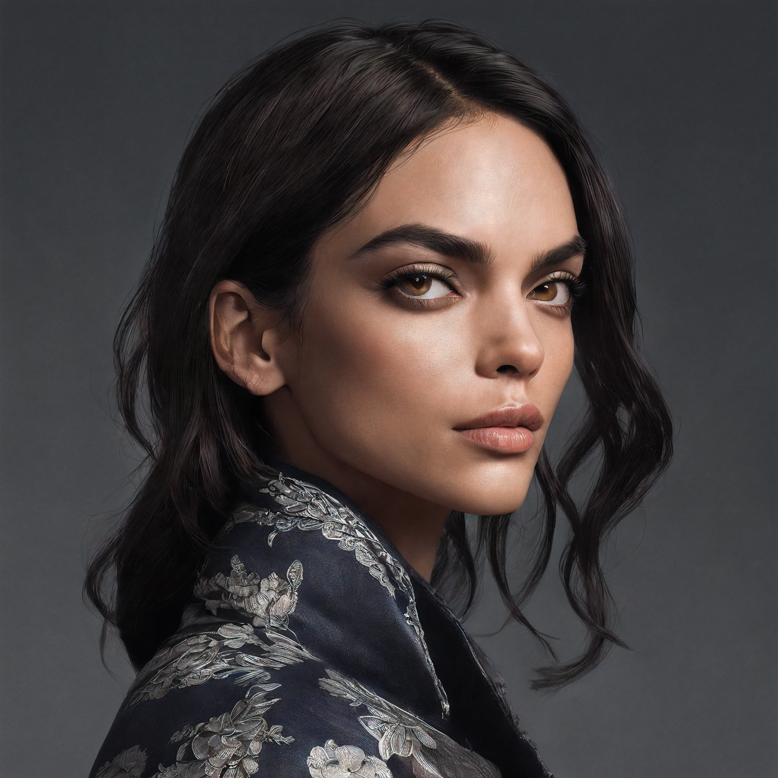 Retrato de uma mulher linda atraente, usando uma blusa de moletom,inspirada em "Rosario Dawson", trending on art station, , detailed hyper-realistic rendering, estilo de rua, Pose intimidadora, roupas com moda,