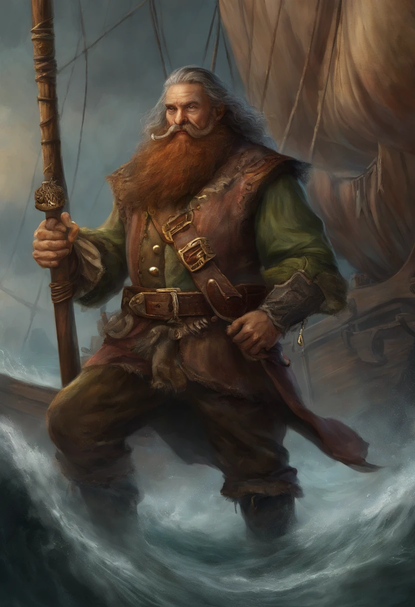 a carton pirate seen from the front Dwarf steampunk, medieval fantasy dwarf, forte, gordura, com cabelo preto e barba comprida, graxa roupas sujas, um olhar louco, corpo inteiro, sozinho, fantasia, Dwarf Medieval RPG, Closeup portrait of a pirate with hat and beard, Dwarf beard, imagem 4k, 超A high resolution, Dentro do Navio, There's a Kraken behind it, detalhes altos, melhor qualidade, 16k, [ultra detalhado], master part, melhor qualidade, (extremamente detalhado), corpo inteiro, fotorrealista, arte de fantasia, Arte de RPG, d&d arte, an image of a dwarf on his ship (detalhes intensos, melhor qualidade), dwarf male fantasy (detalhes intensos, master part, melhor qualidade),(detalhes intensos, master part, melhor qualidade), brown hair, dynamic eye color, Face Ultra detalhada (detalhes intensos, master part, melhor qualidade), barba longa, barba marrom, Flyweight Arms, wearing pirate hat, holding a sword in his hand, Espada tem runas MGICAL, brilhante (detalhes intensos, master part, melhor qualidade), dentro do navio (detalhes intensos, master part, melhor qualidade), Kraken from behind (detalhes intensos, master part, melhor qualidade), navio (detalhes intensos, master part, melhor qualidade), Very high detail, Ultra alta qualidade, high resolution, 16k resolution, Fotos Ultra Hd, ultra realistic, detalhes claros, detalhe realista, Ultra High Definition