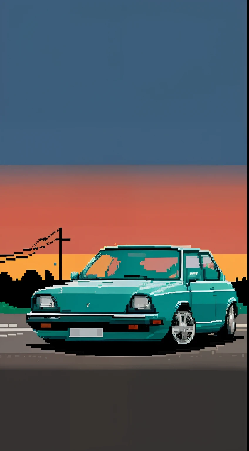 ((car)),(masterpiece), best quality, pixel art, a car in a highway at night, lofi, asthestic, no_humans, car, purple, cool, relaxing, highway, sunset, colorful, vivid, chevette BREAK game style, game bg, pixel world, gorgeous, wallpaper, intricate, colorful,vivid colors, amazing, lofi,