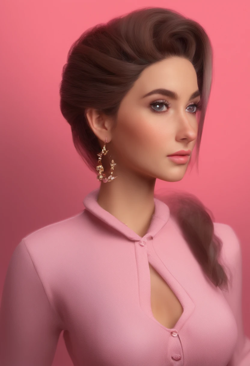 Retrato de una mujer hermosa y atractiva, usar una blusa,inspirado por "Arianna grande", Tendencias en Art Station, , Renderizado hiperrealista detallado, Estilo callejero, Pose intimidadora, Ropa de moda, Dot painting technique, sombras pontilhadas, Detalles intrincados, Small points, Efectos de textura, Degradados sutiles, mejillas rosadas