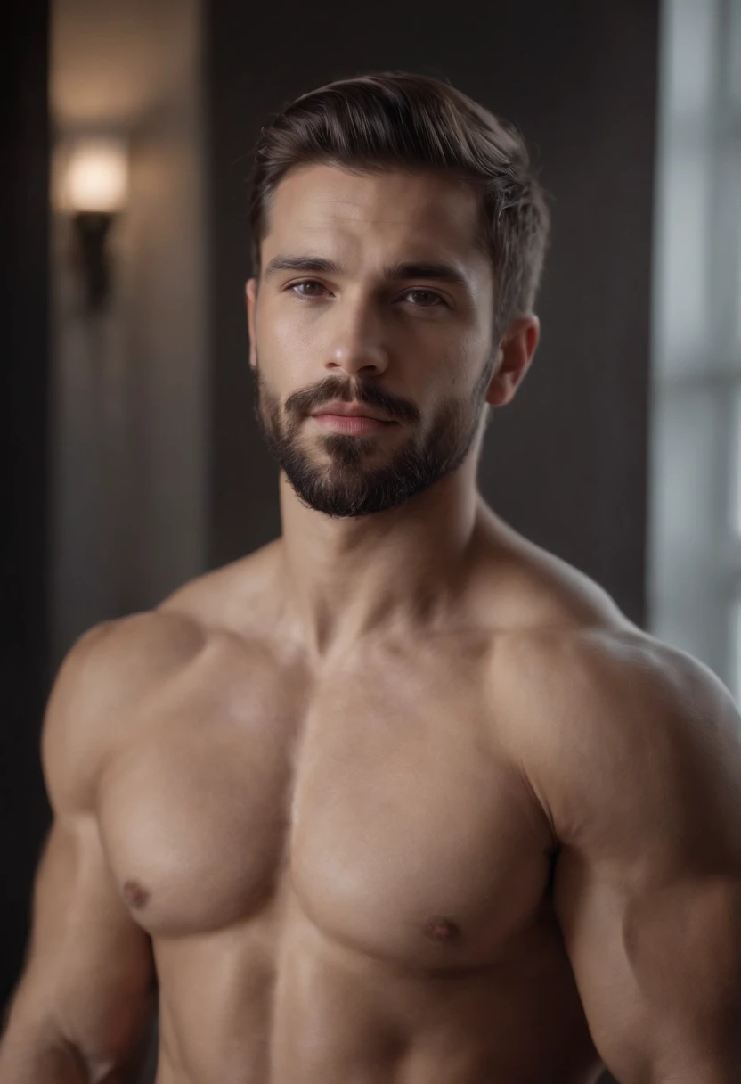 omem arafed com barba na pose para uma foto, strong masculine features, corpo musculoso sexy, tipo de corpo muscular, Athletic Body Building, vestindo um terno, cabelo preto,terno elegante