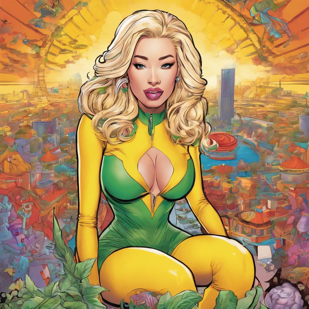 Perfect comic drawing of iggy azalea astride one longzucchini, (withgiantboobs:1.3) in a tight white open bodysuit that shows off hergiantcleavage, (Frame the entire body),
emphasizing the facial expression and the energy of the scream, Art Wetherell, 8k resolution, dynamic lighting hyperdetailed intricately detailed Splash art trending on Artstation triadic colors